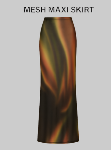 Earthtone PRINTED MESH MAXI SKIRT